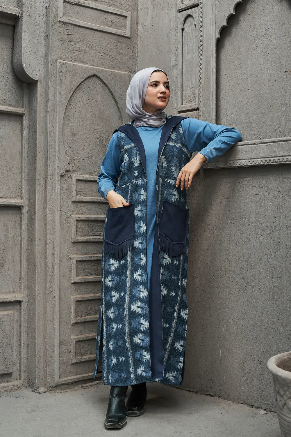 Sleeveless Suede Cardigan