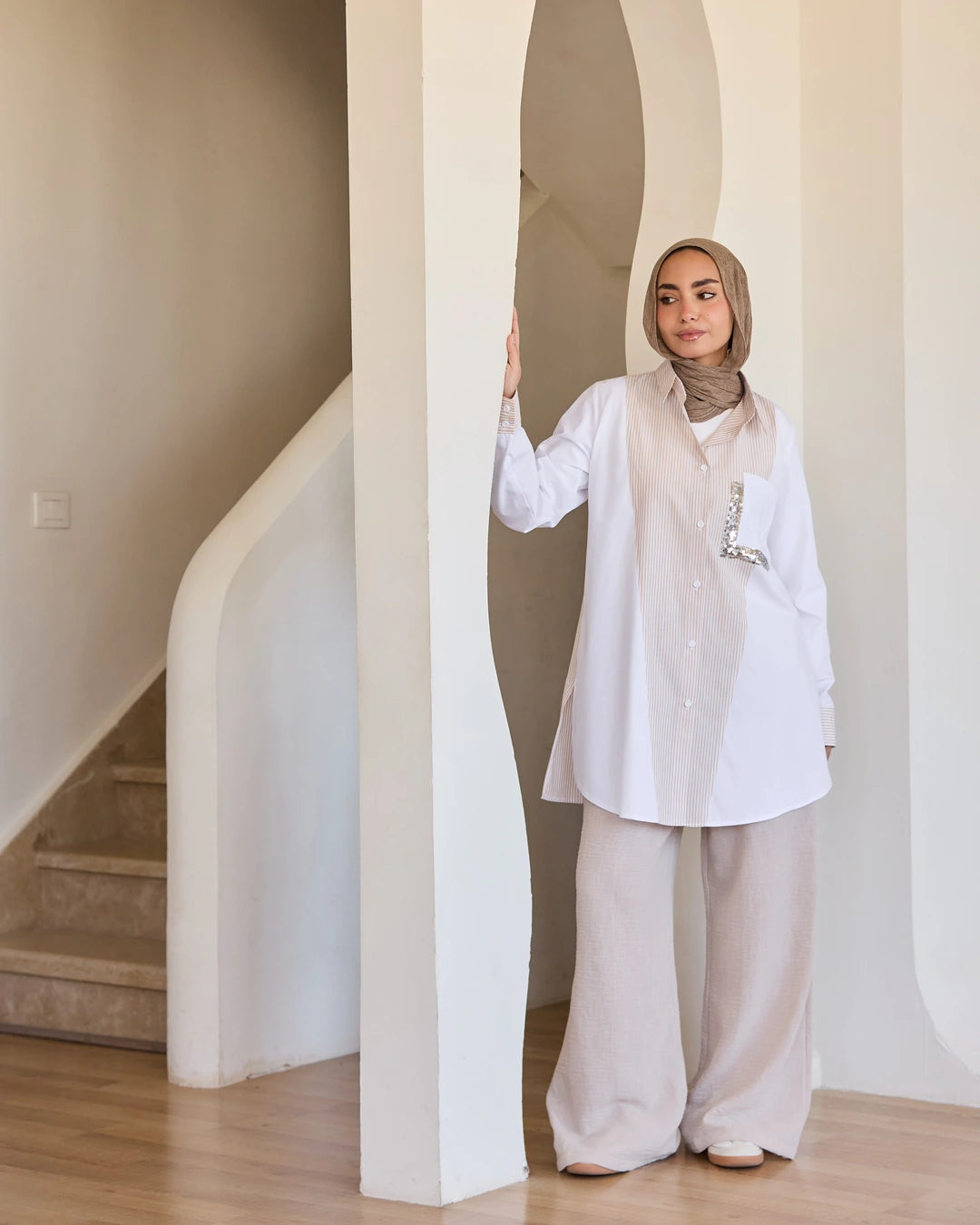 Plain & Striped Poplin Shirt