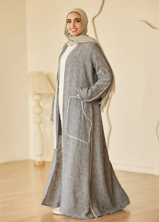 Linen Casual Dress with Zipper