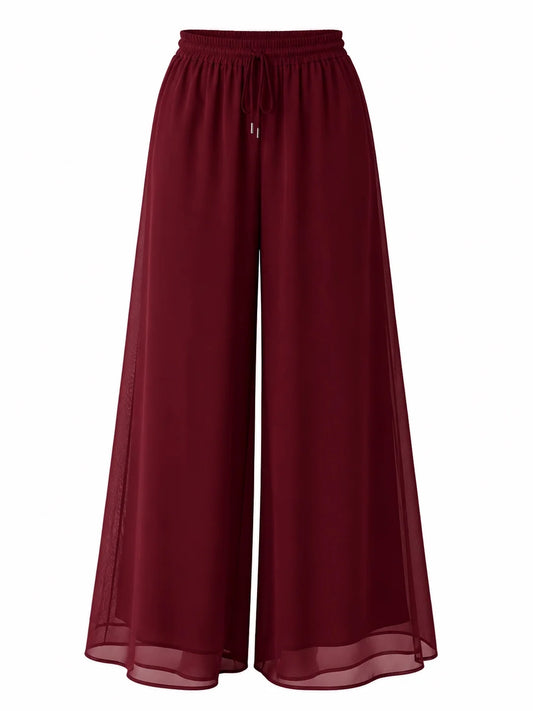 Flowy Chiffon Wide-Leg Skirt Pants