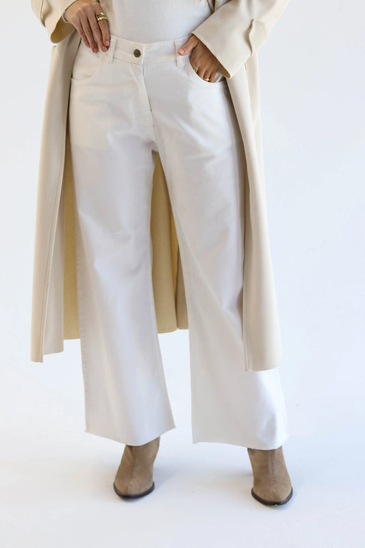 White denim pants for women, front view