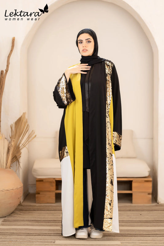 Long Crepe Kaftan with Sequin Detail