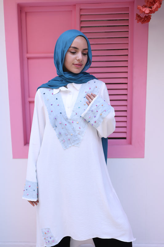 Crinkel Top In Jeans