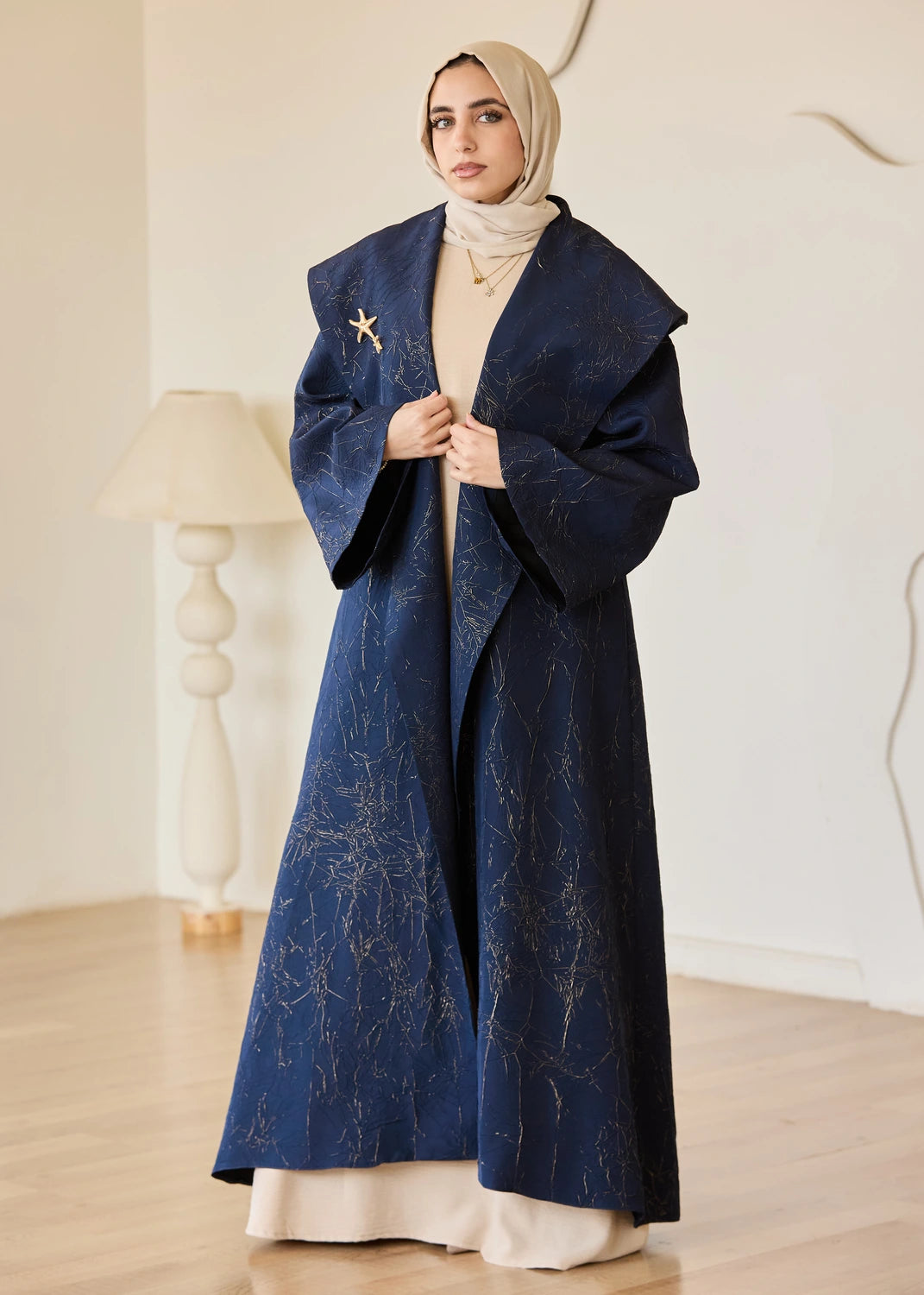 Marble Print Satin Organza Cardigan