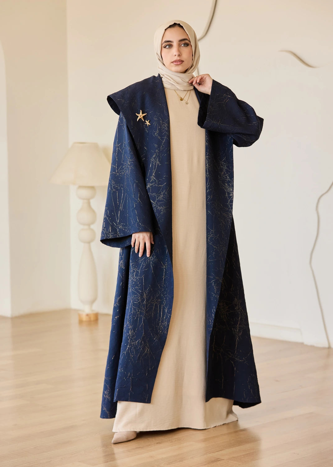 Marble Print Satin Organza Cardigan