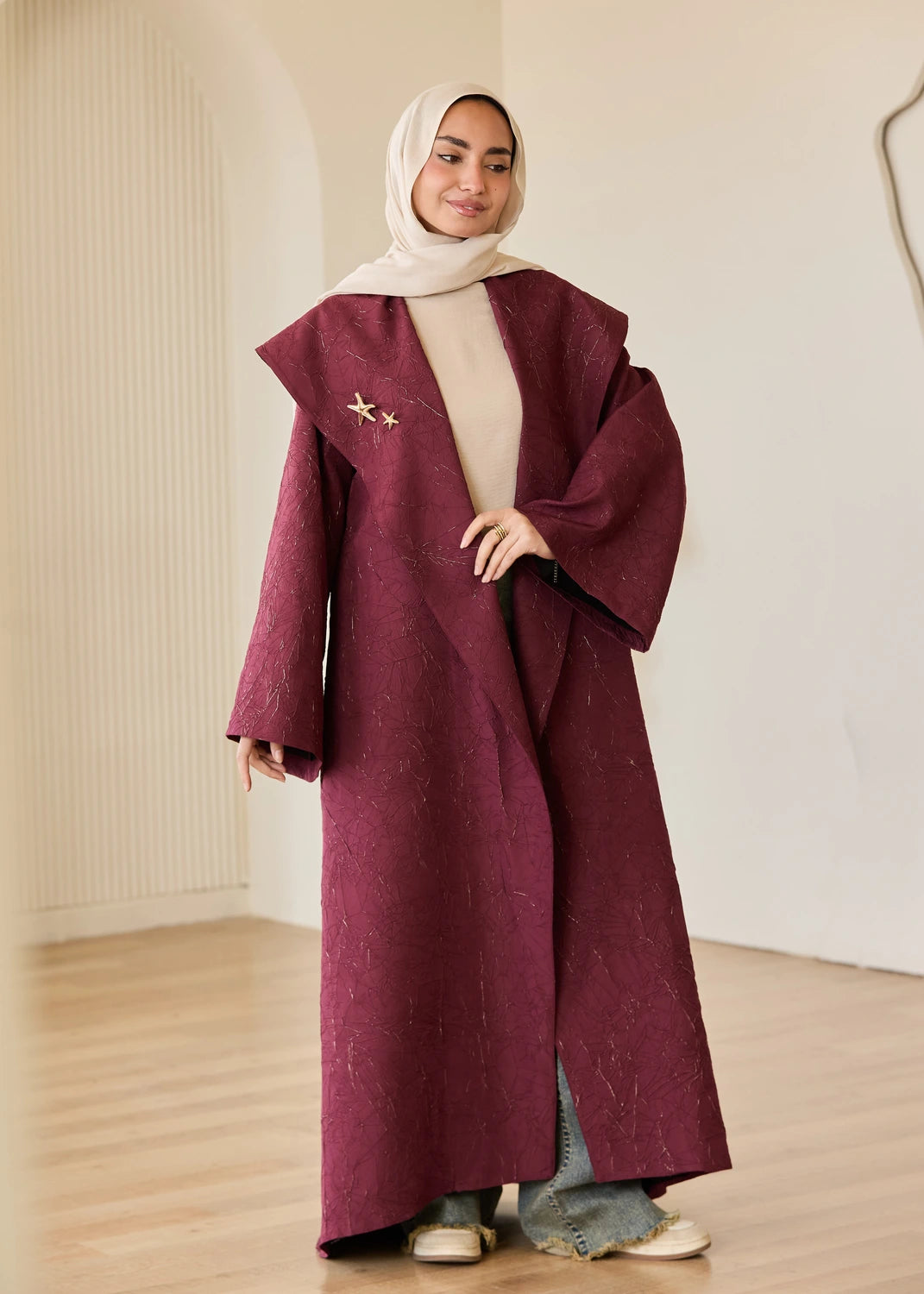 Marble Print Satin Organza Cardigan