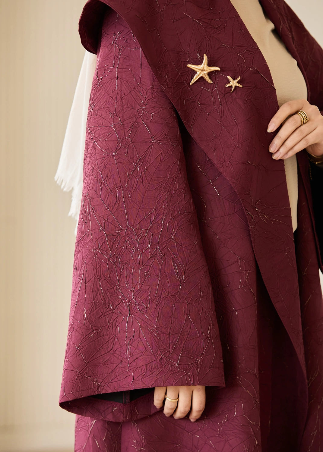 Marble Print Satin Organza Cardigan