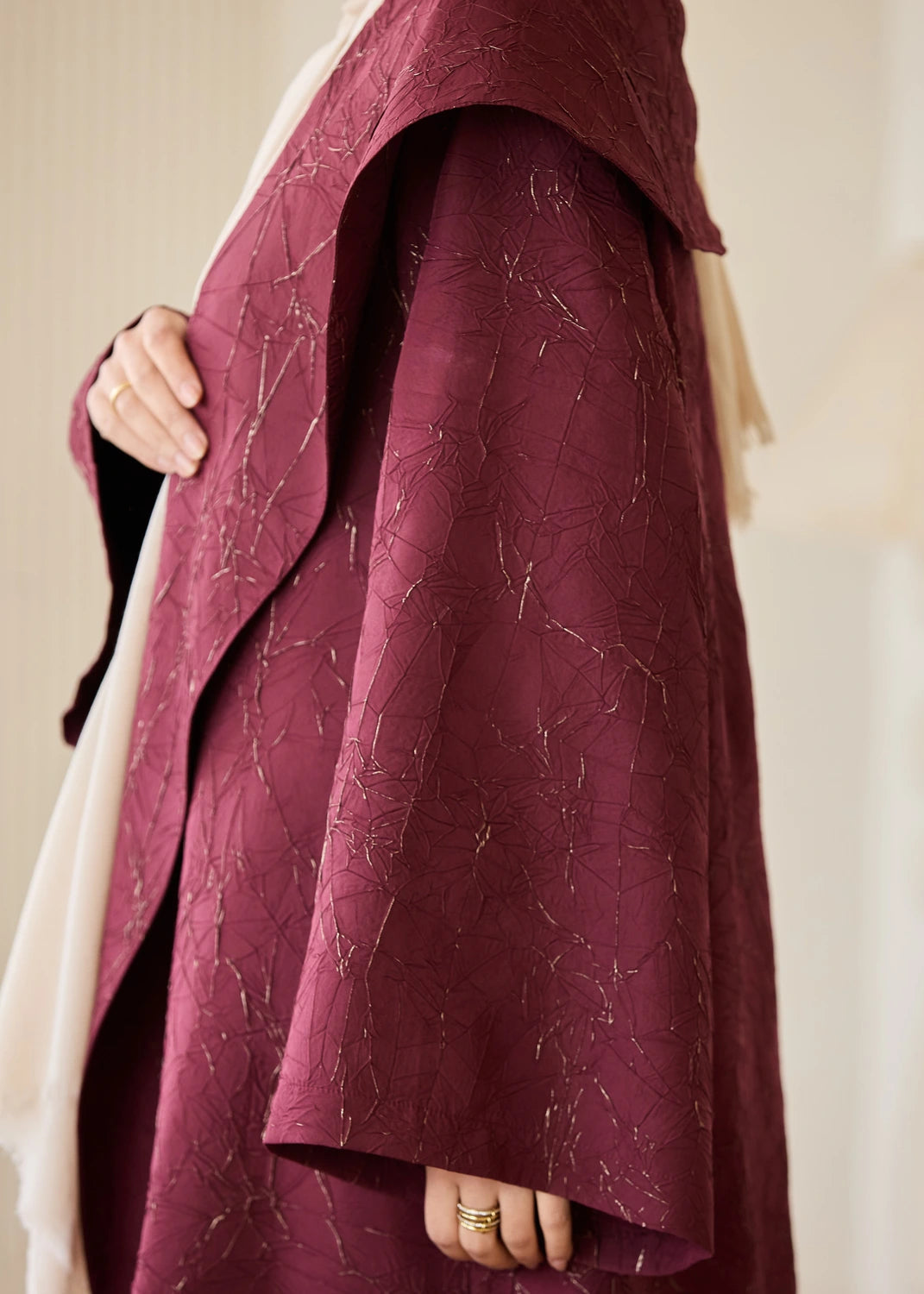 Marble Print Satin Organza Cardigan