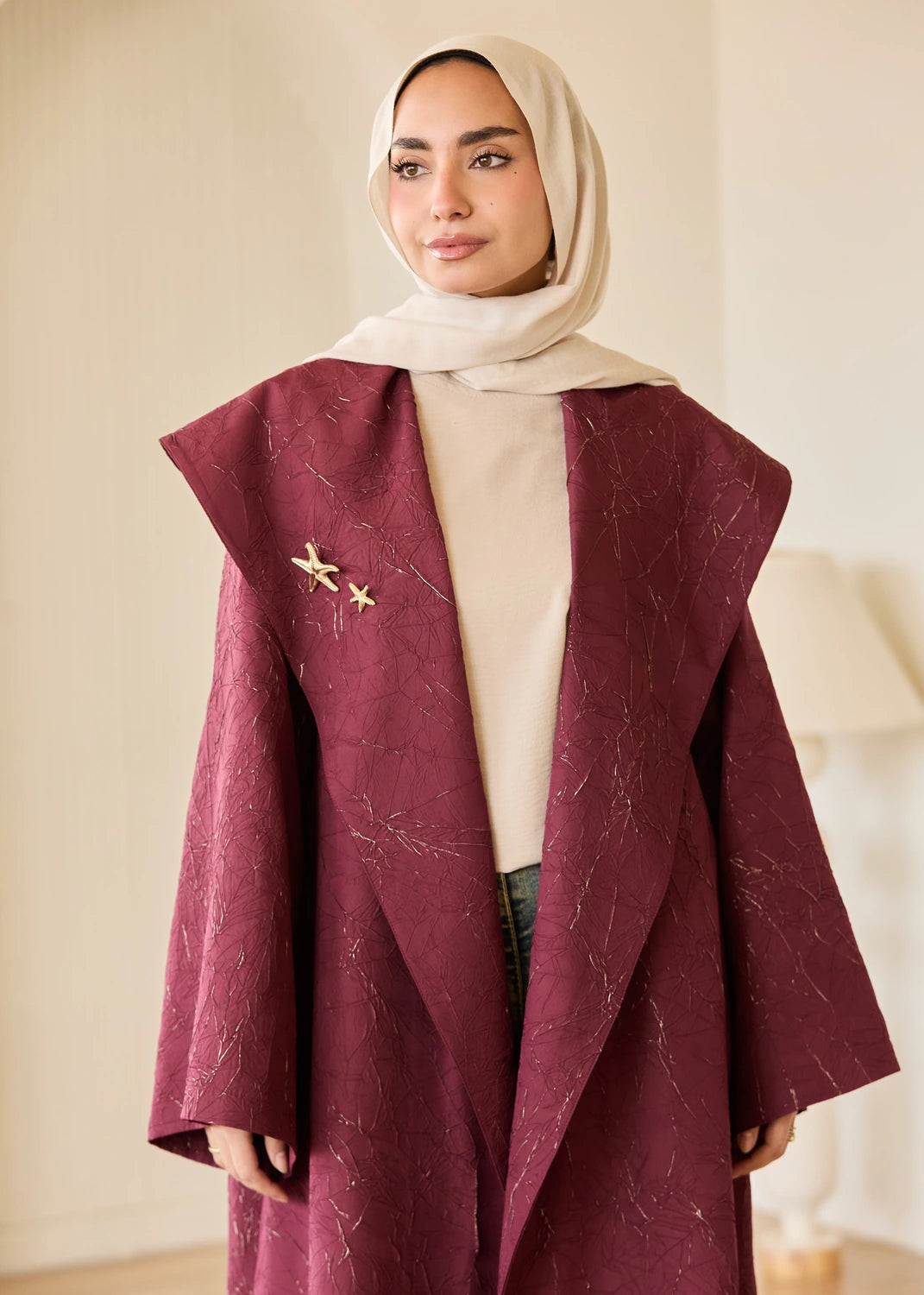 Marble Print Satin Organza Cardigan