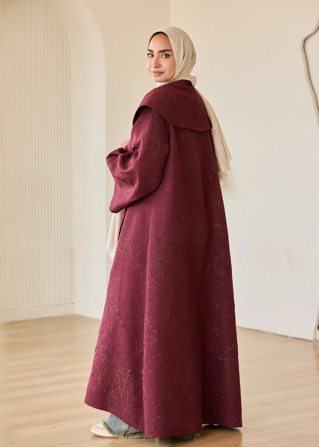 Marble Print Satin Organza Cardigan