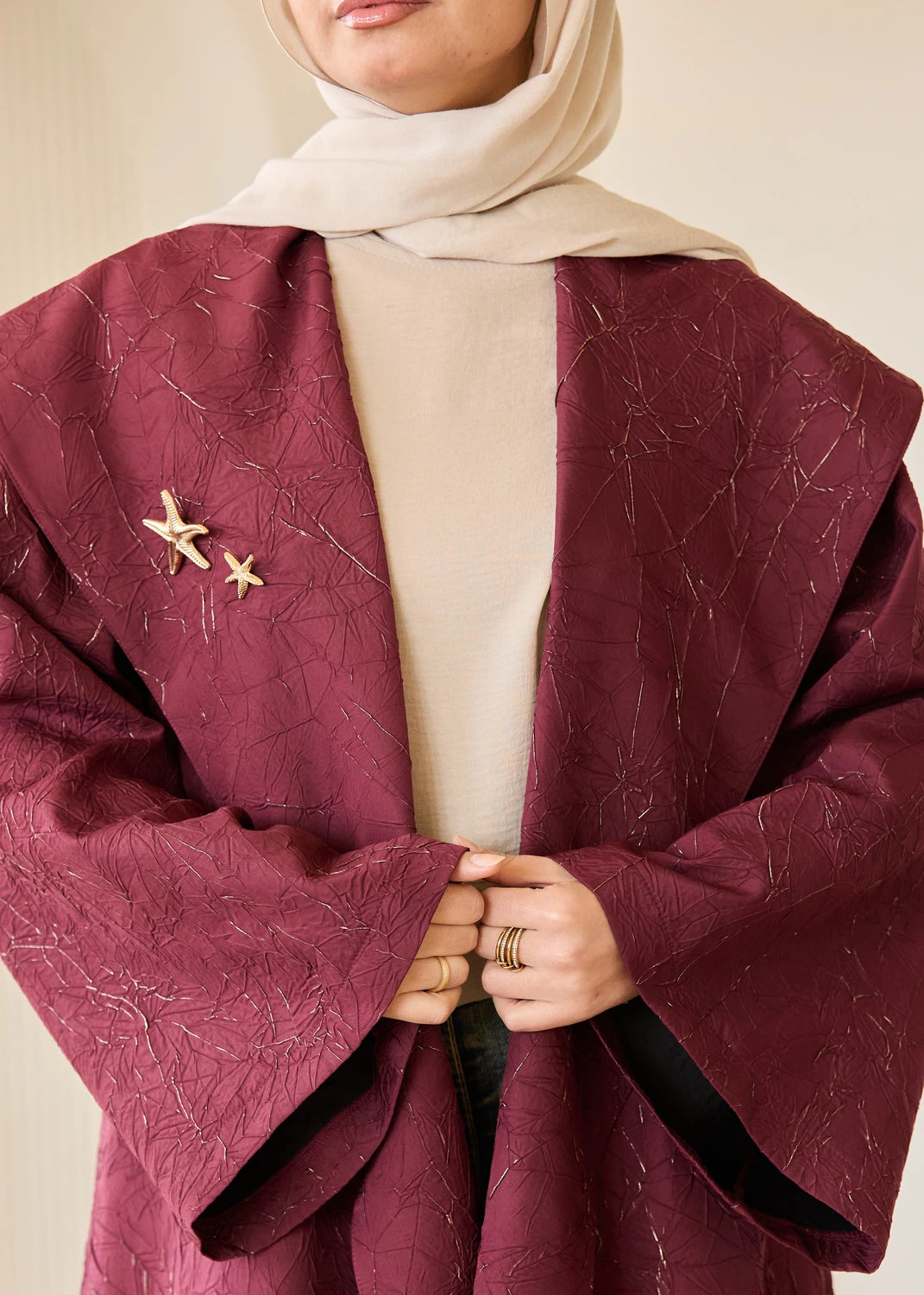 Marble Print Satin Organza Cardigan