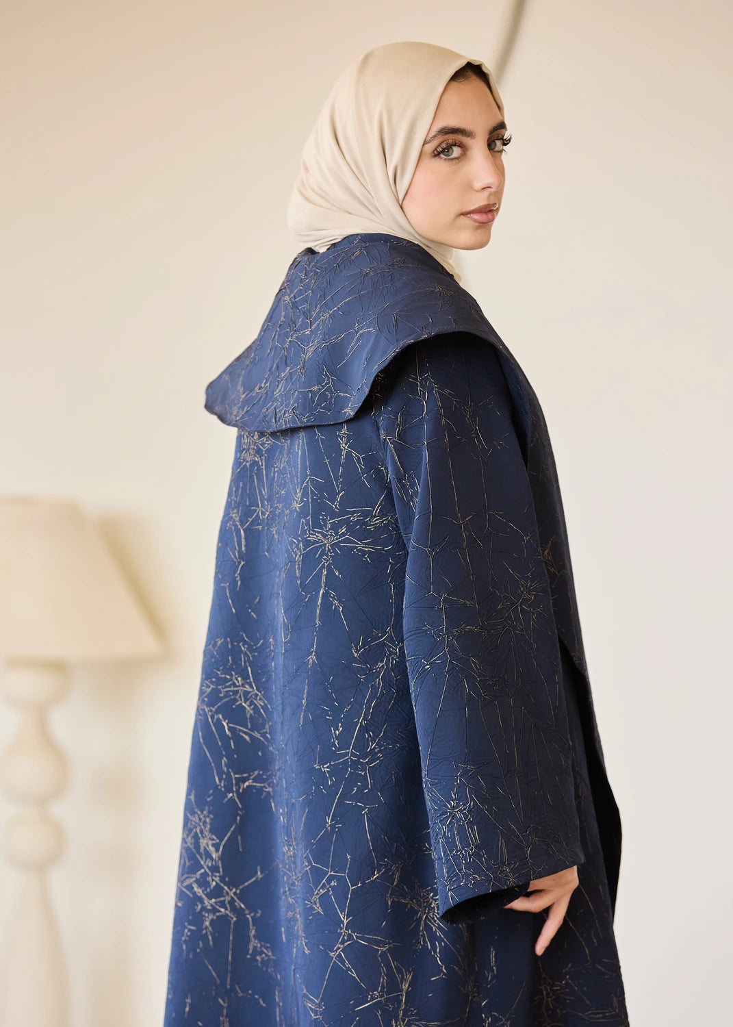 Marble Print Satin Organza Cardigan