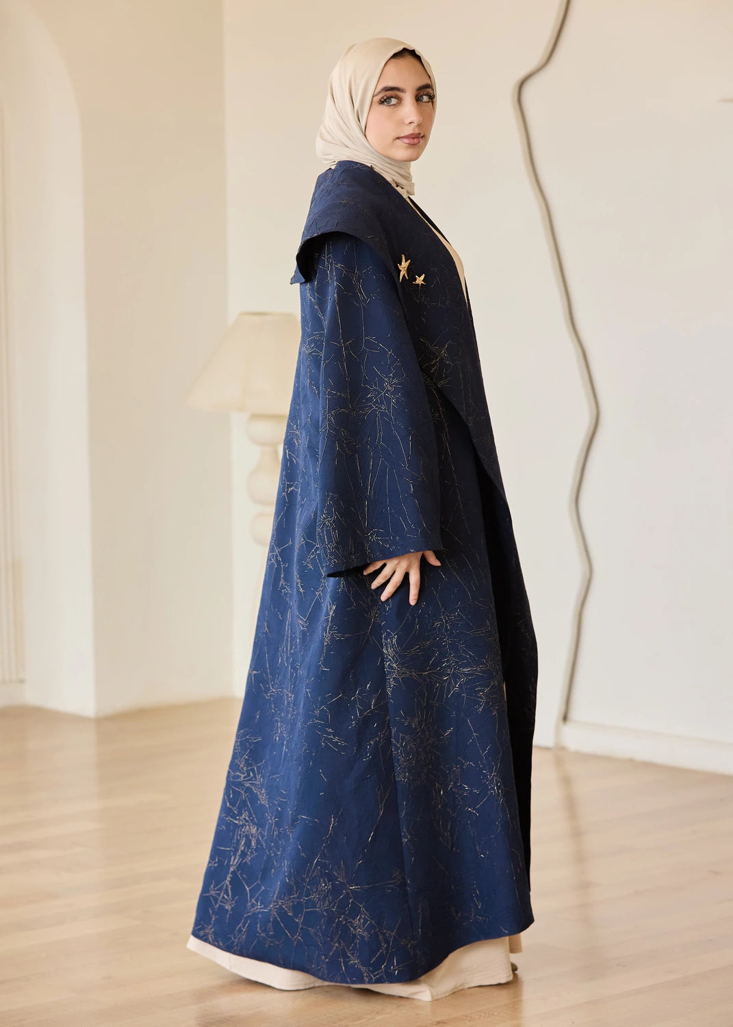 Marble Print Satin Organza Cardigan