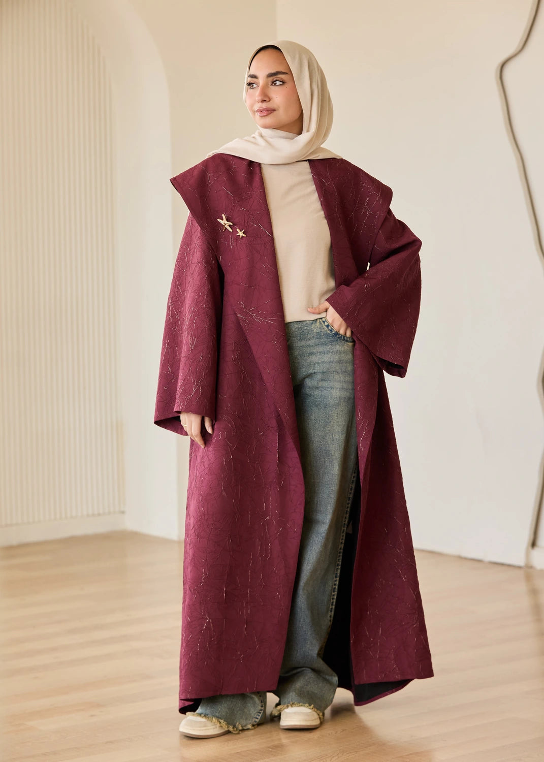 Marble Print Satin Organza Cardigan