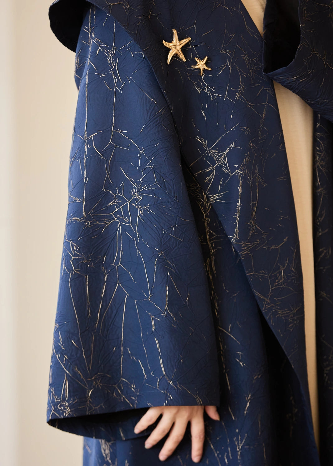 Marble Print Satin Organza Cardigan