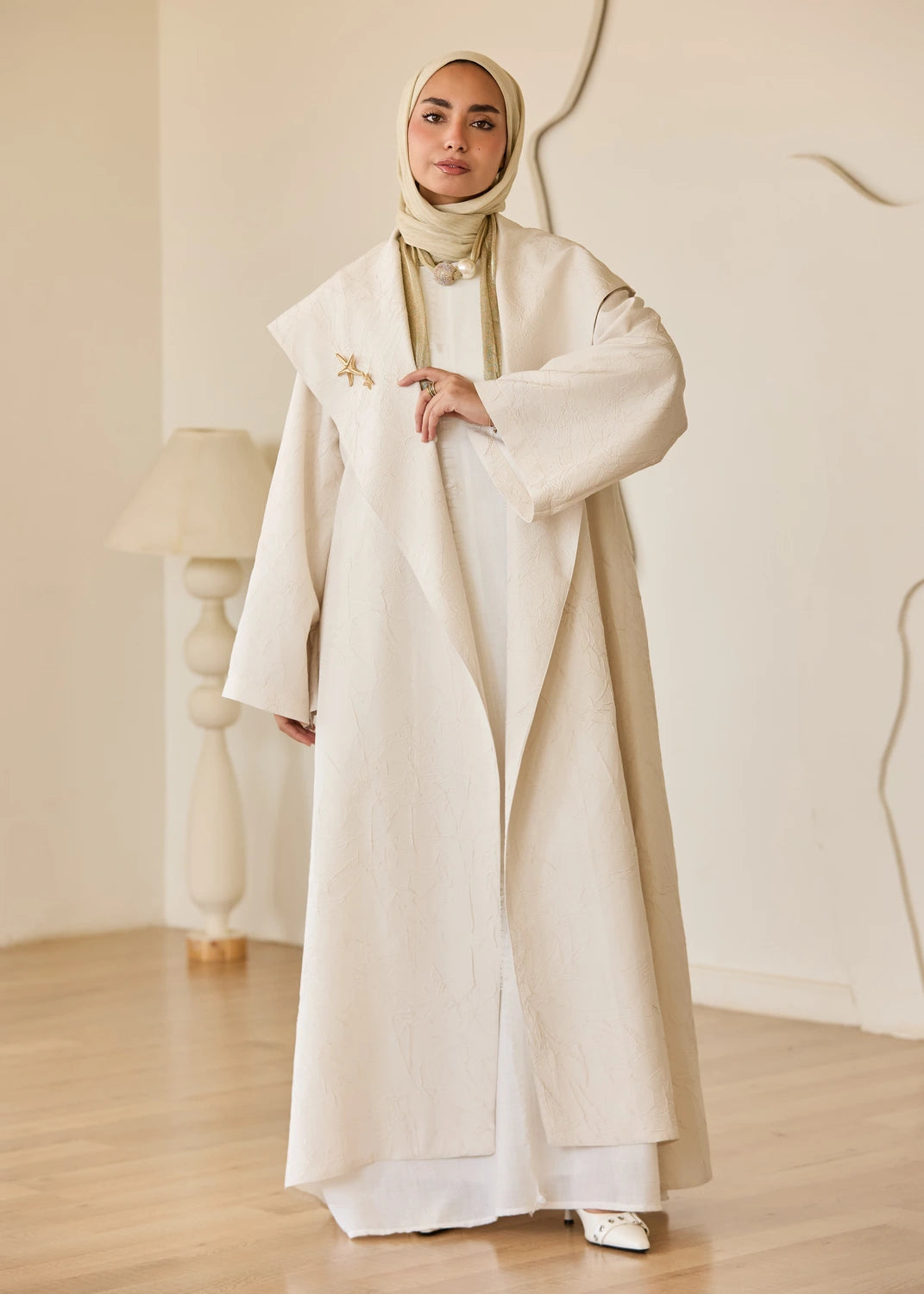 Marble Print Satin Organza Cardigan