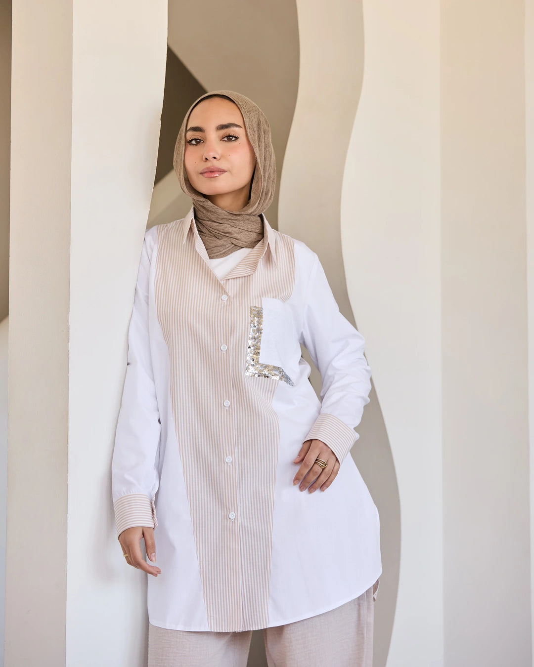 Plain & Striped Poplin Shirt