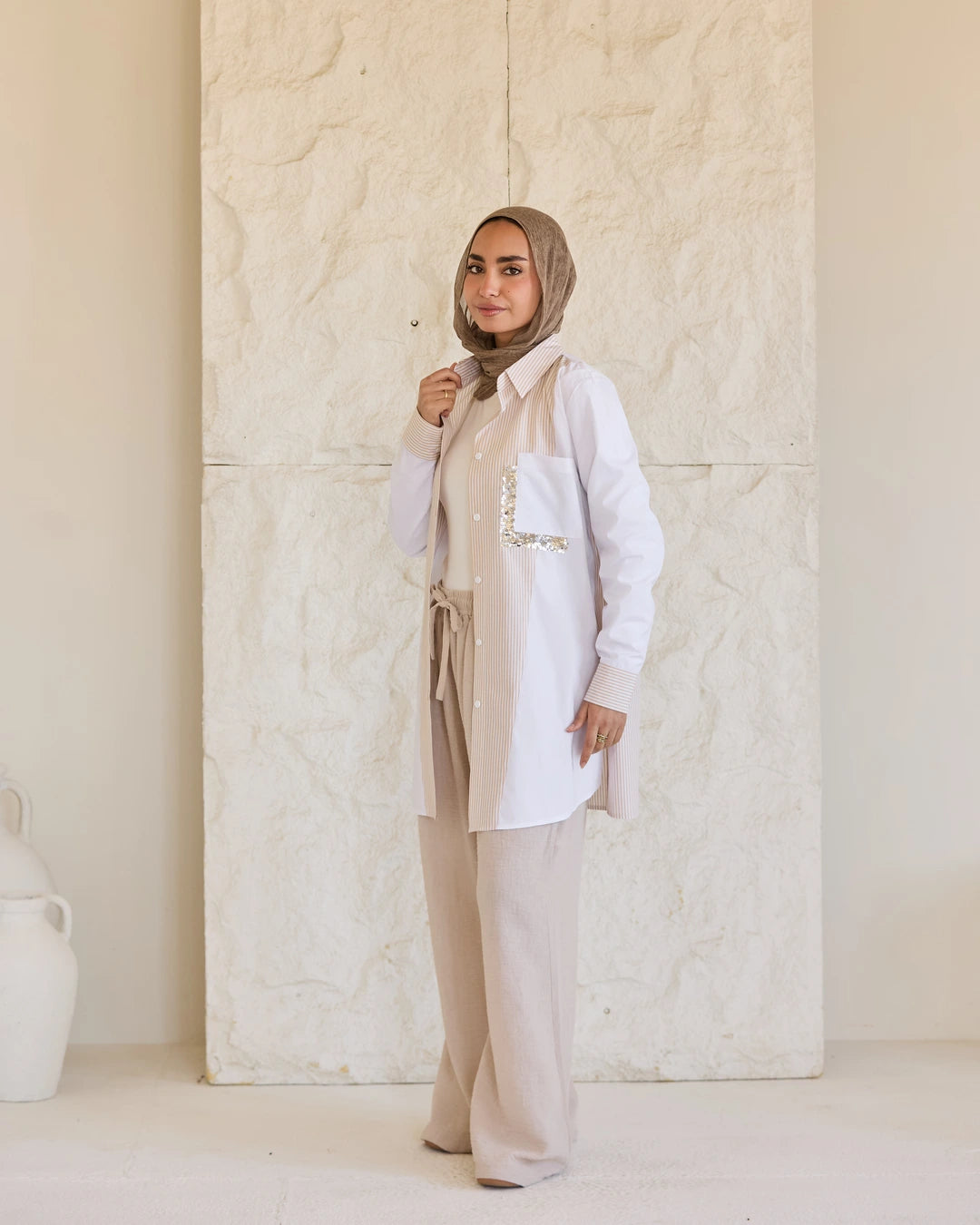 Plain & Striped Poplin Shirt