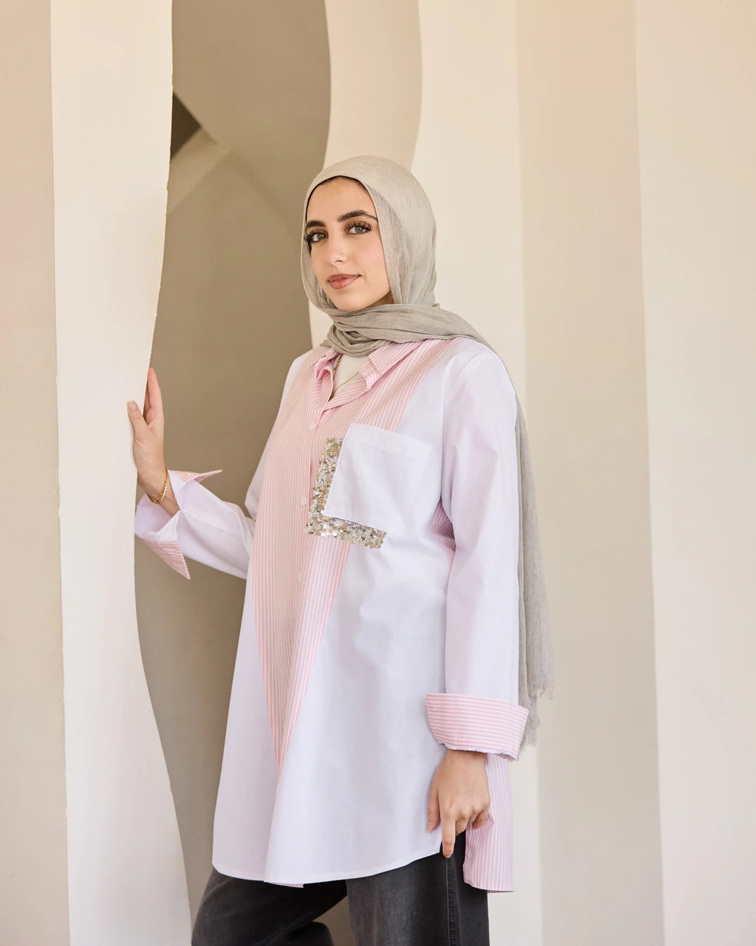 Plain & Striped Poplin Shirt