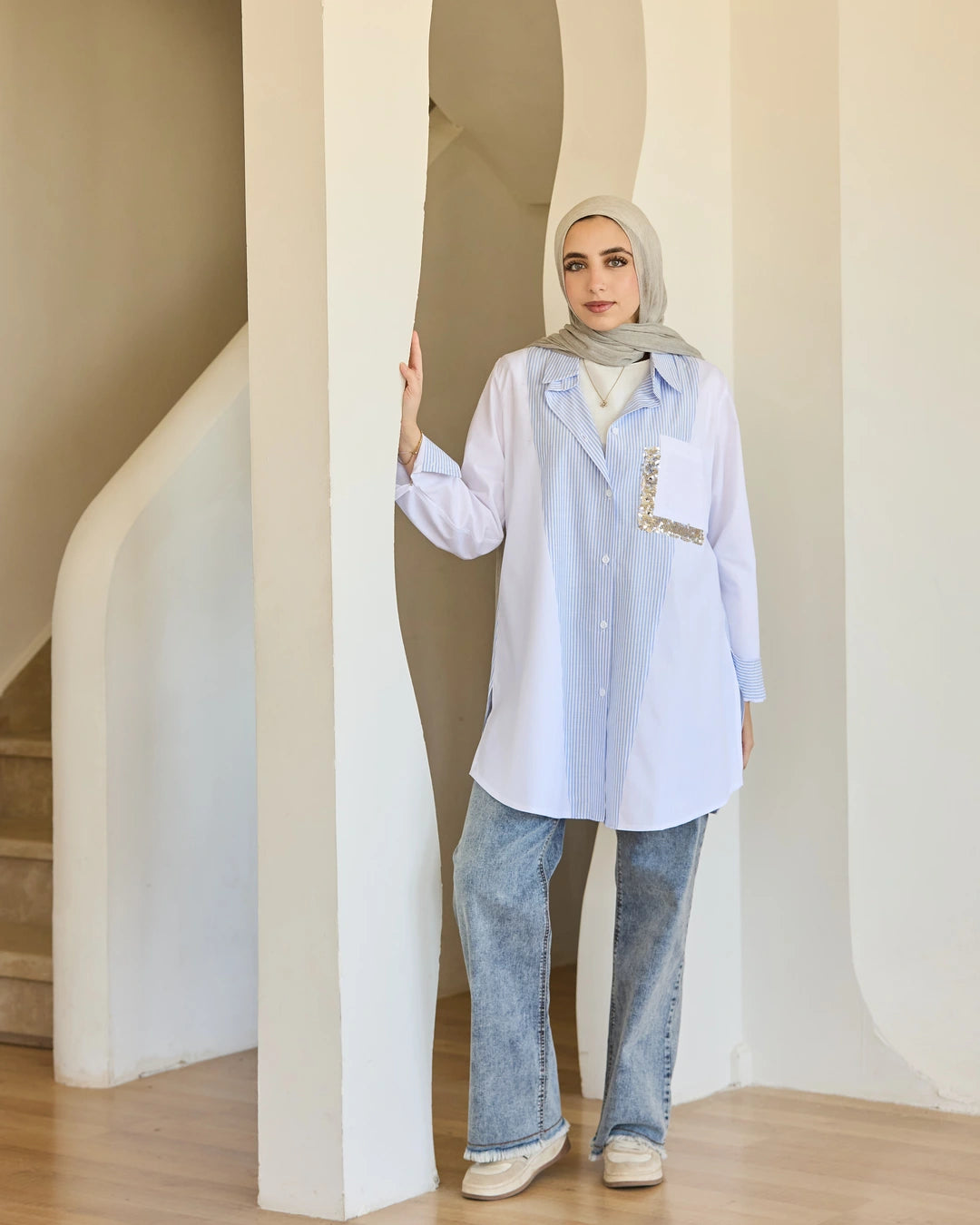 Plain & Striped Poplin Shirt