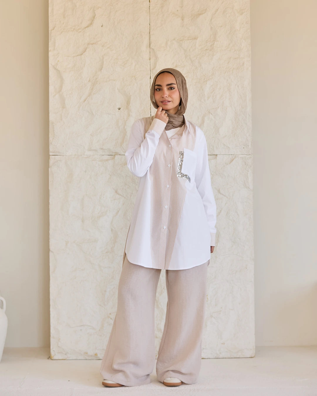 Plain & Striped Poplin Shirt