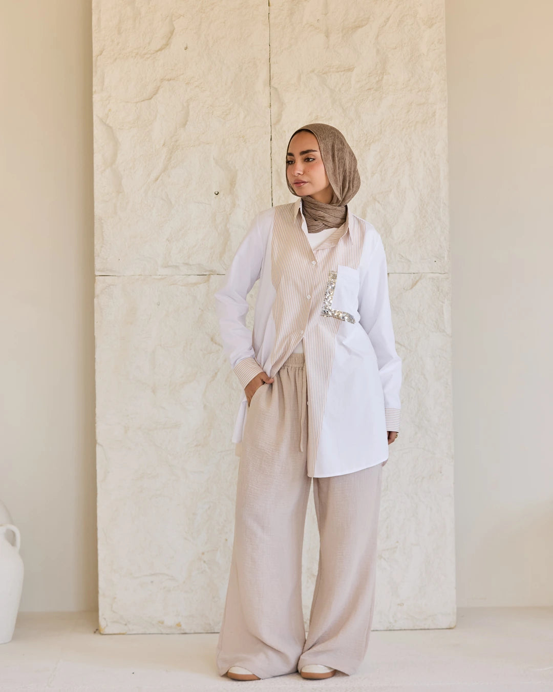 Plain & Striped Poplin Shirt