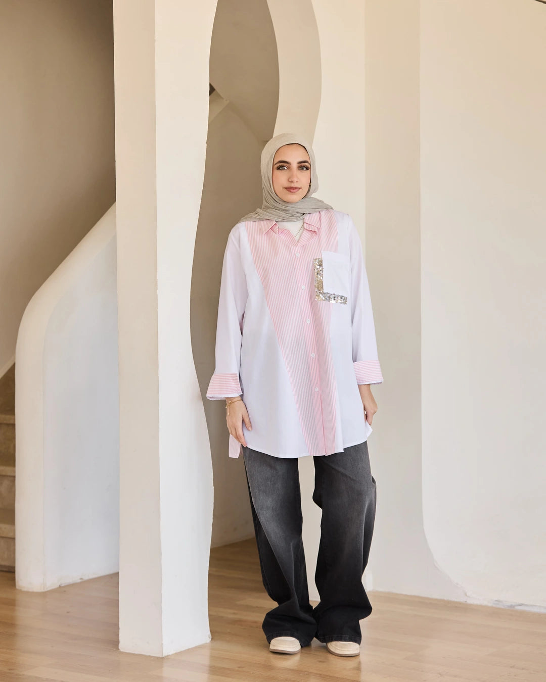 Plain & Striped Poplin Shirt