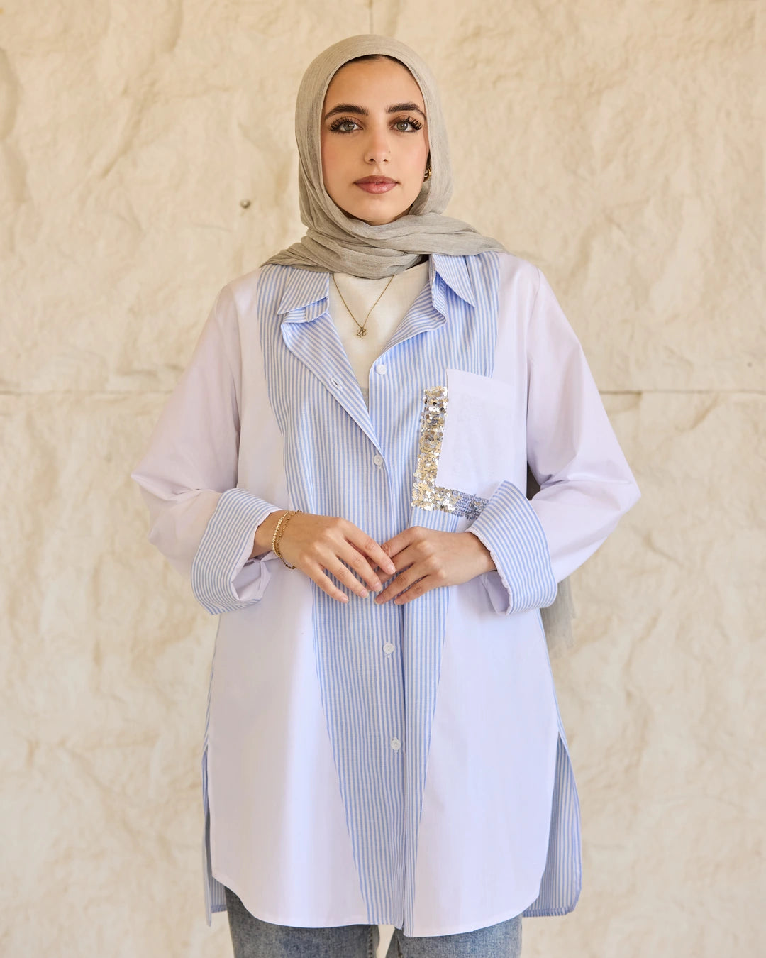 Plain & Striped Poplin Shirt