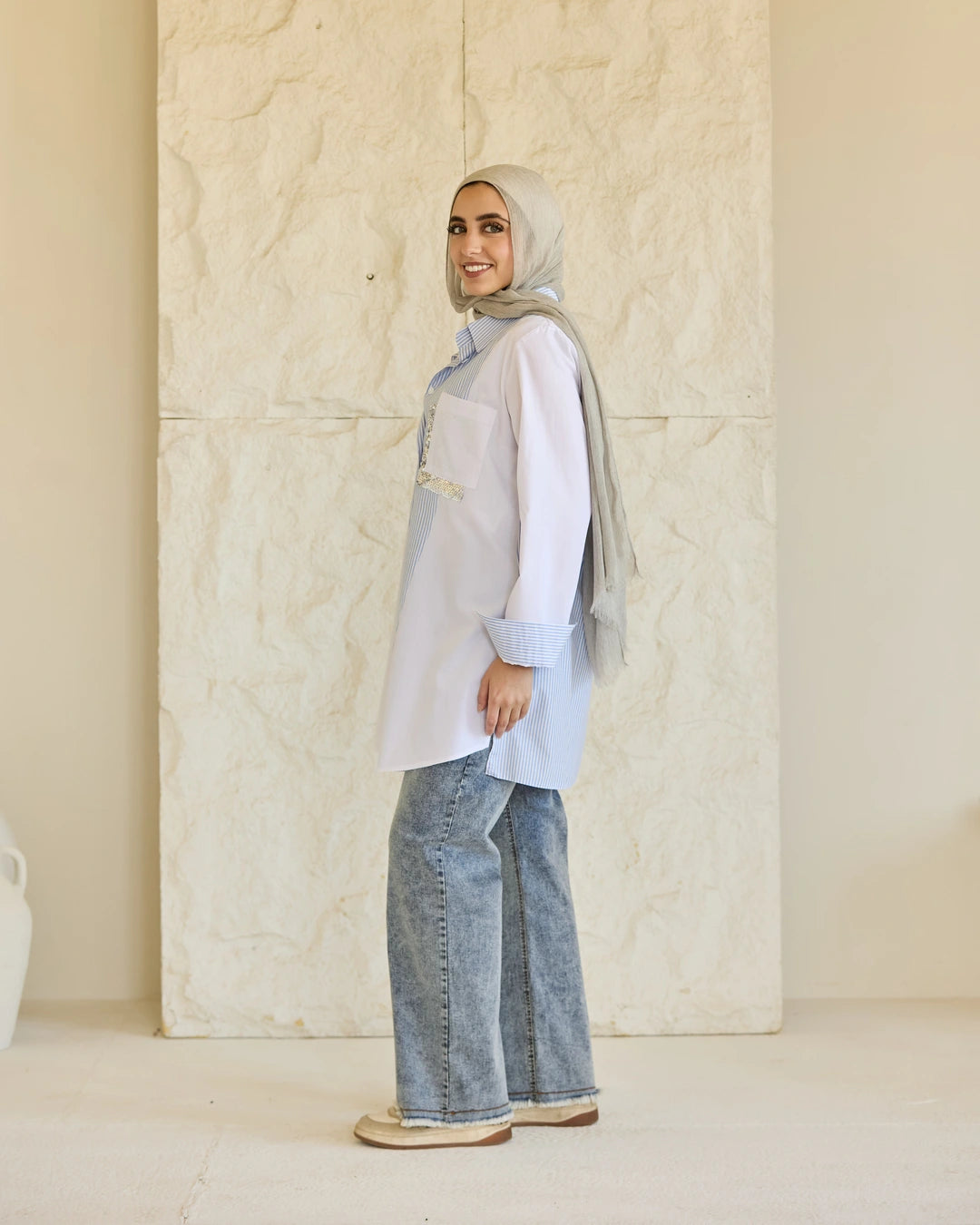 Plain & Striped Poplin Shirt