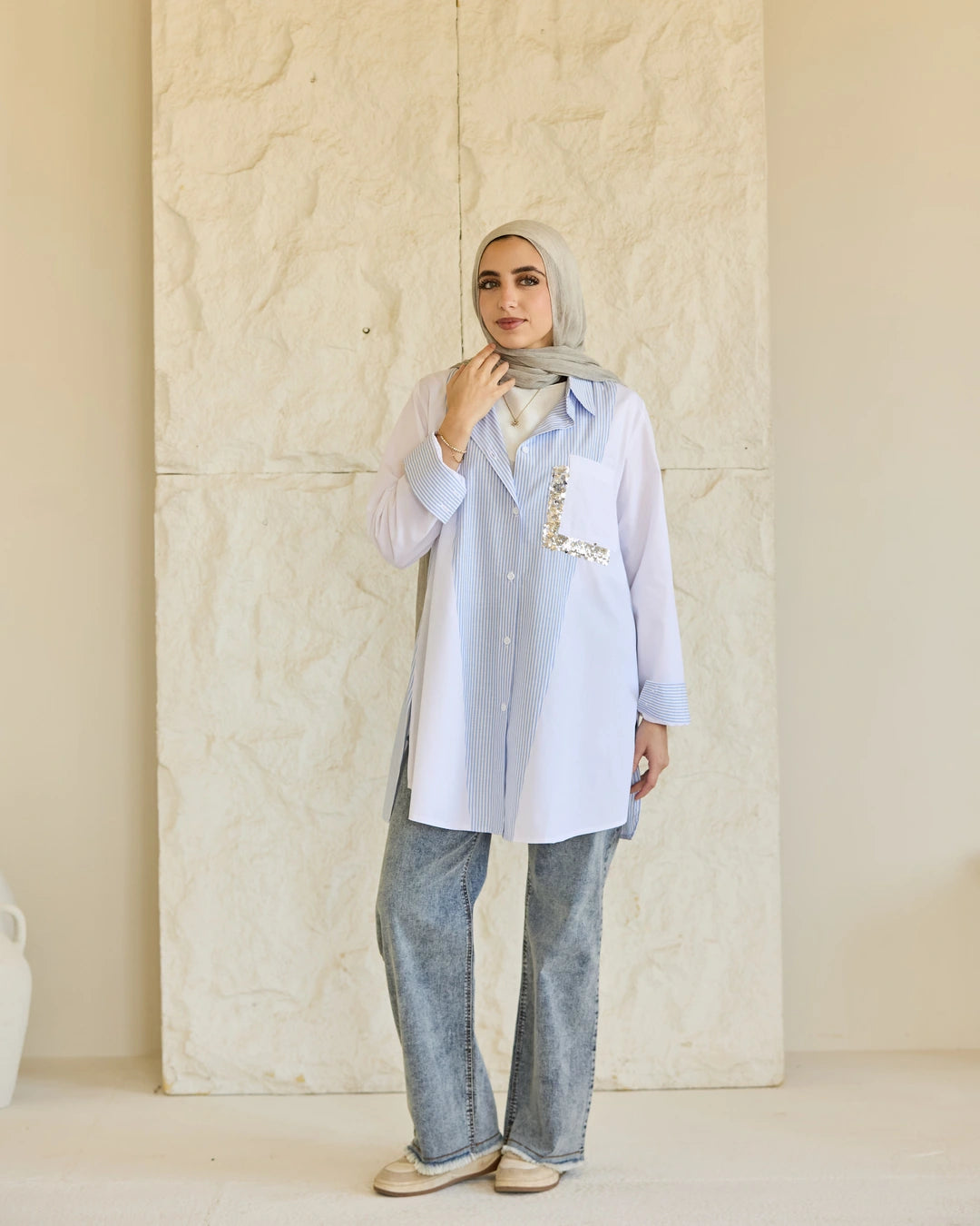 Plain & Striped Poplin Shirt