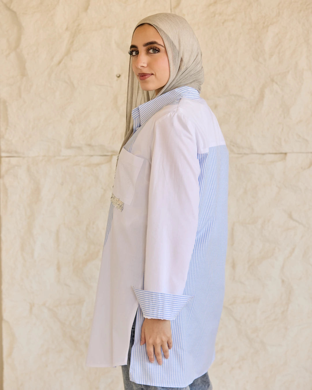 Plain & Striped Poplin Shirt