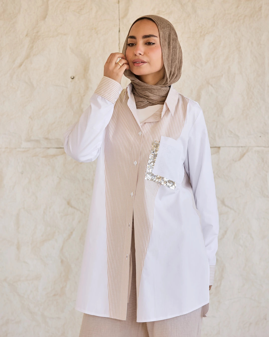 Plain & Striped Poplin Shirt