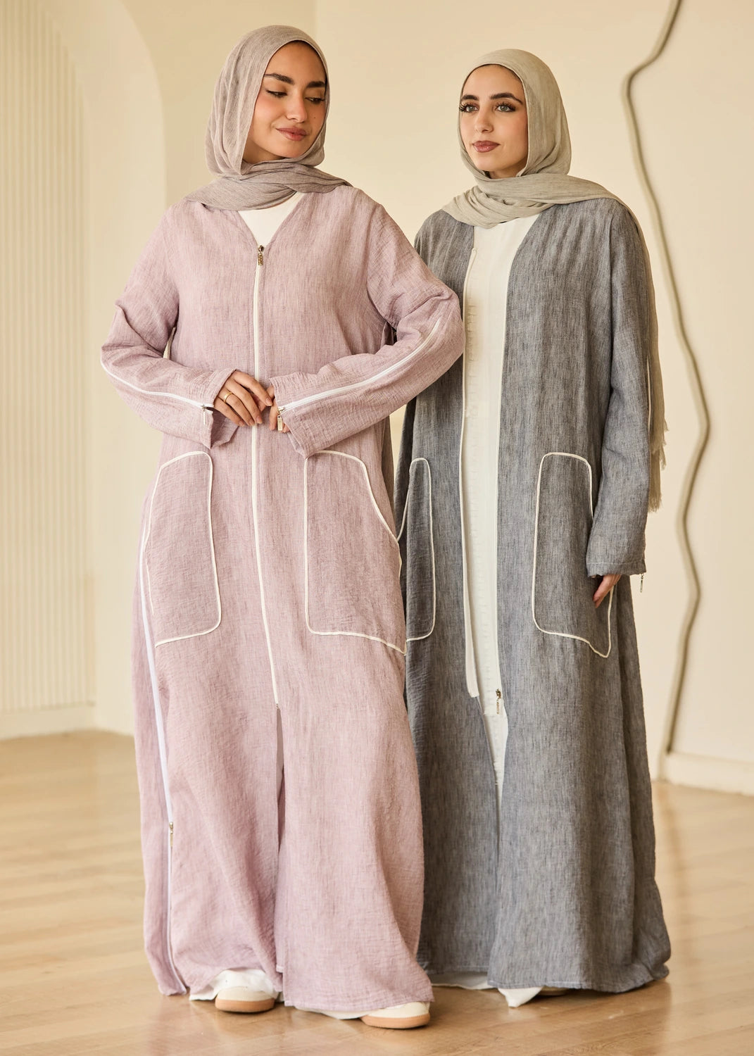 Linen Casual Dress with Zipper