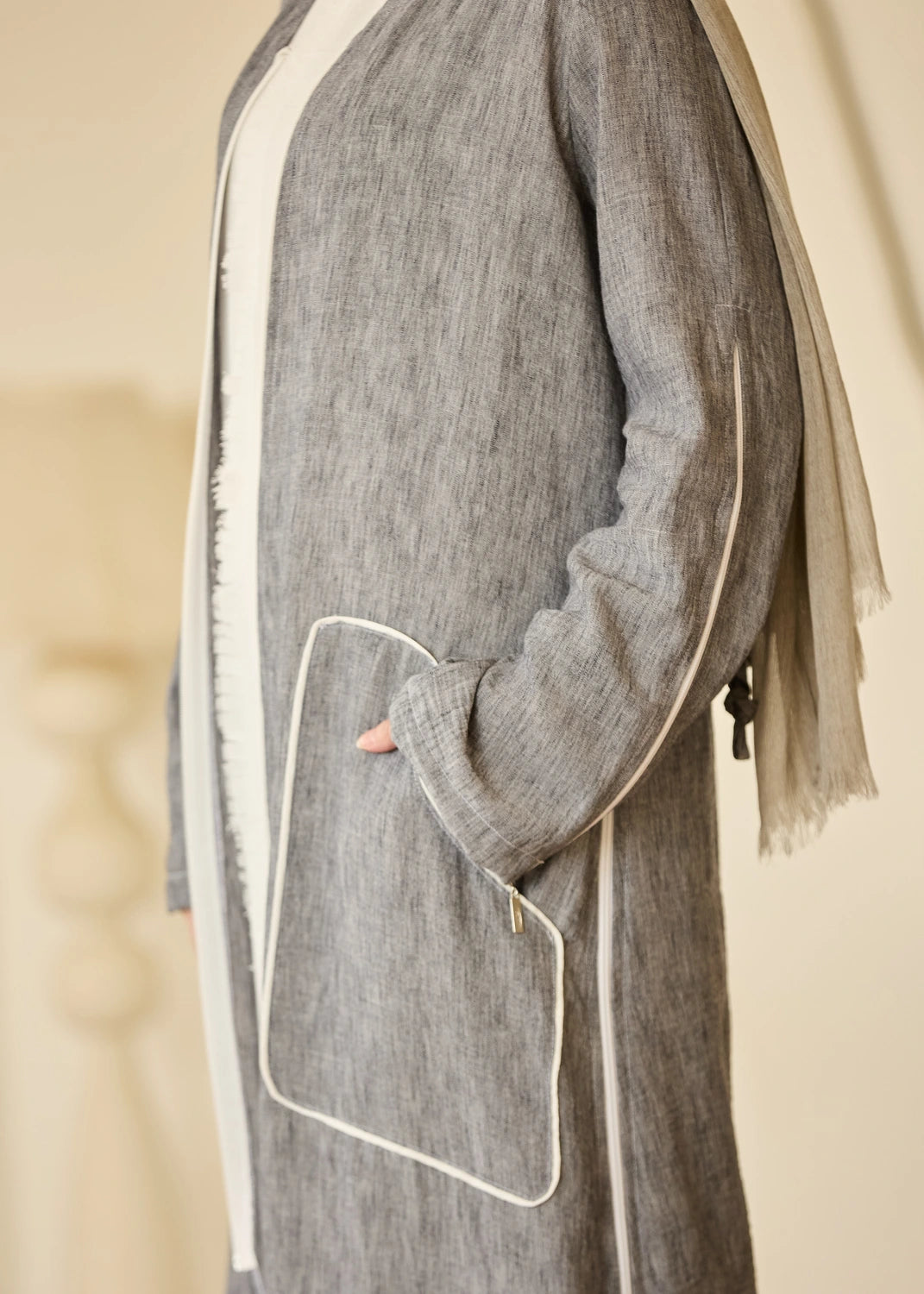 Linen Casual Dress with Zipper