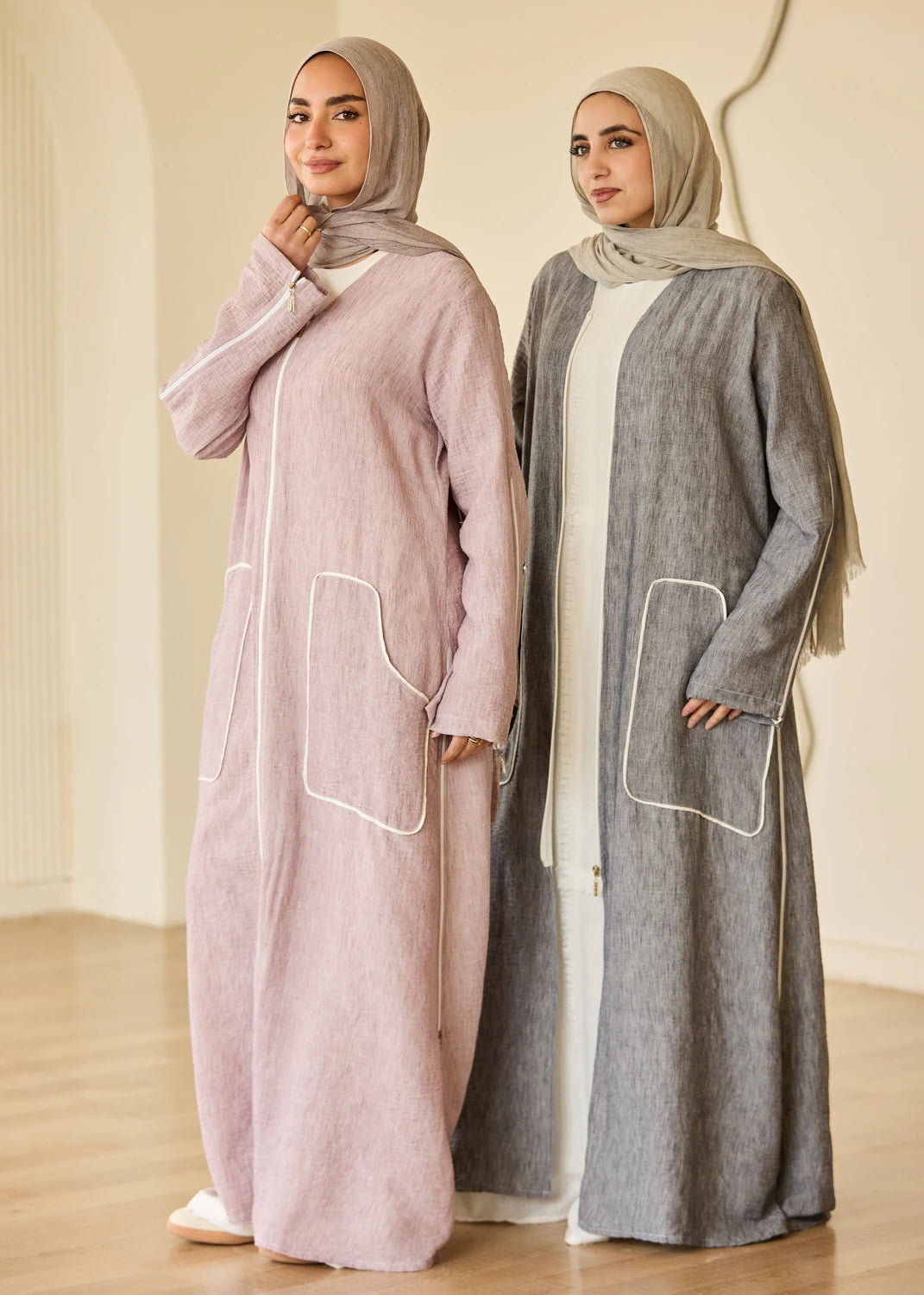 Linen Casual Dress with Zipper