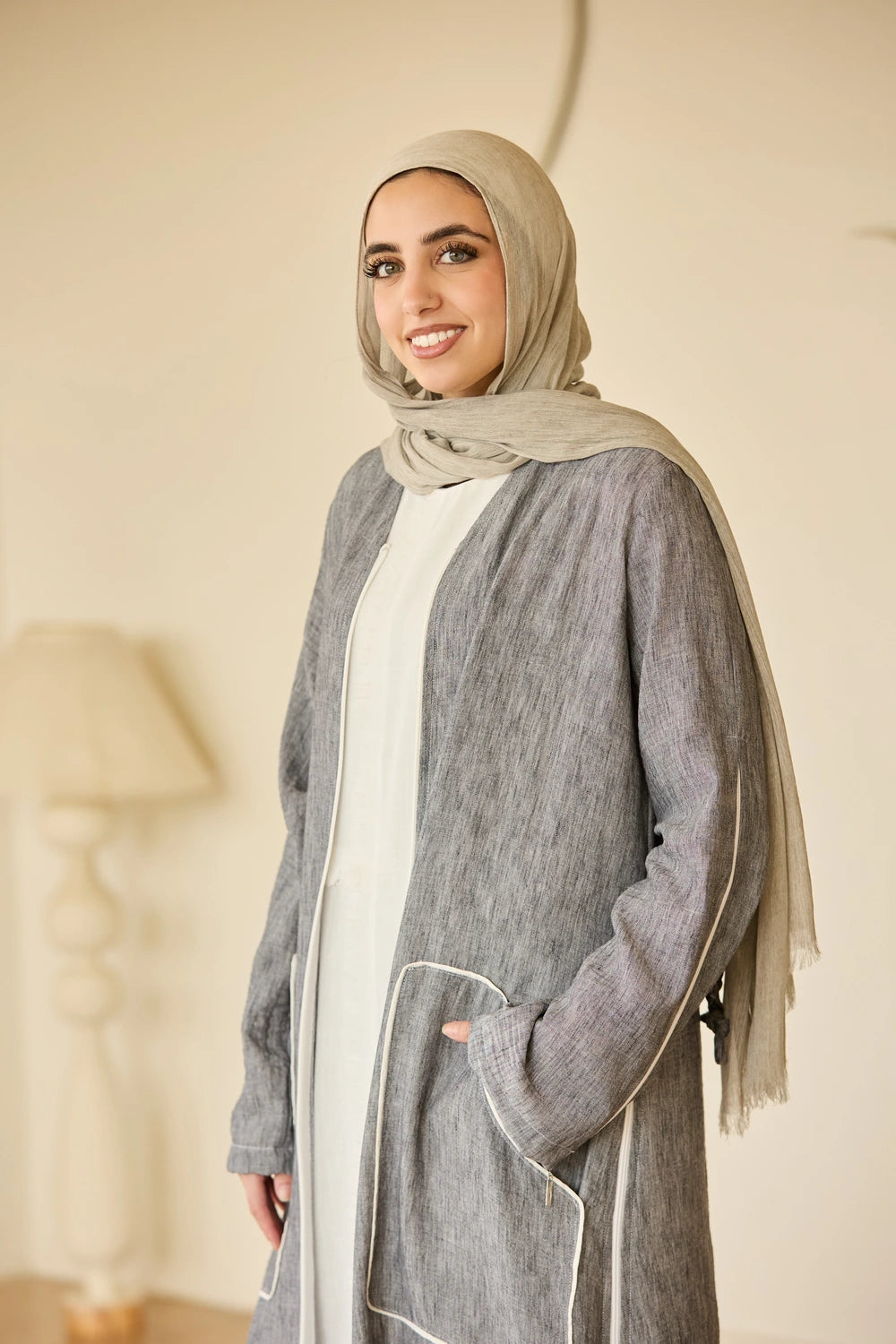 Linen Casual Dress with Zipper