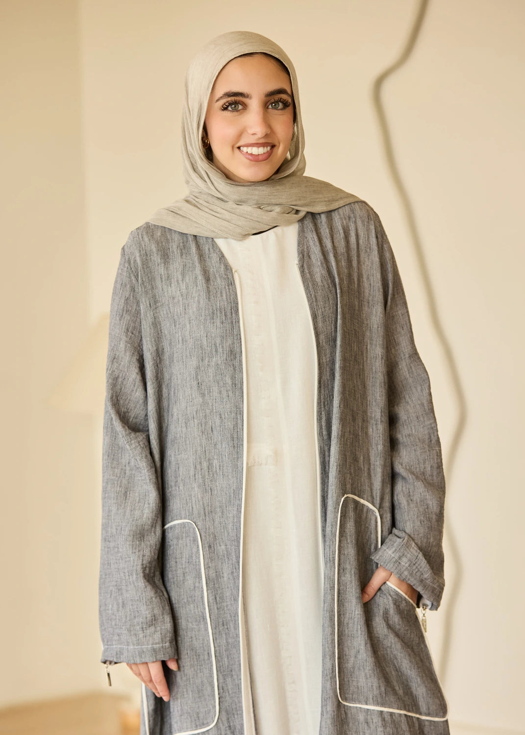 Linen Casual Dress with Zipper