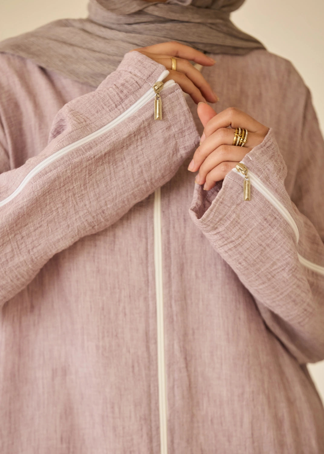 Linen Casual Dress with Zipper