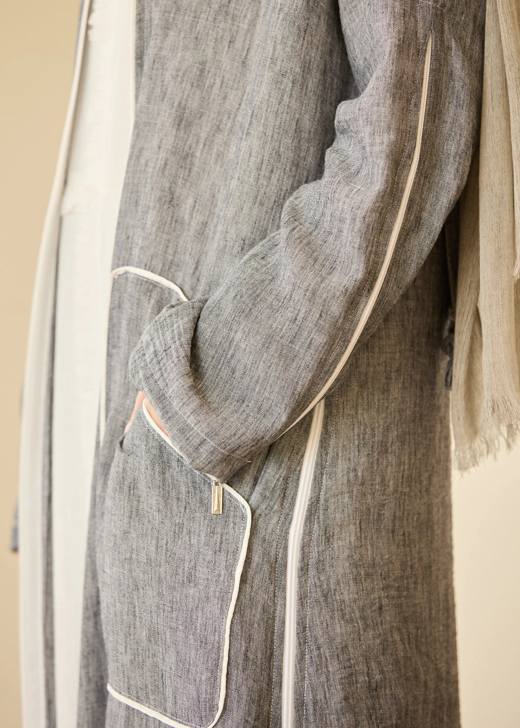 Linen Casual Dress with Zipper