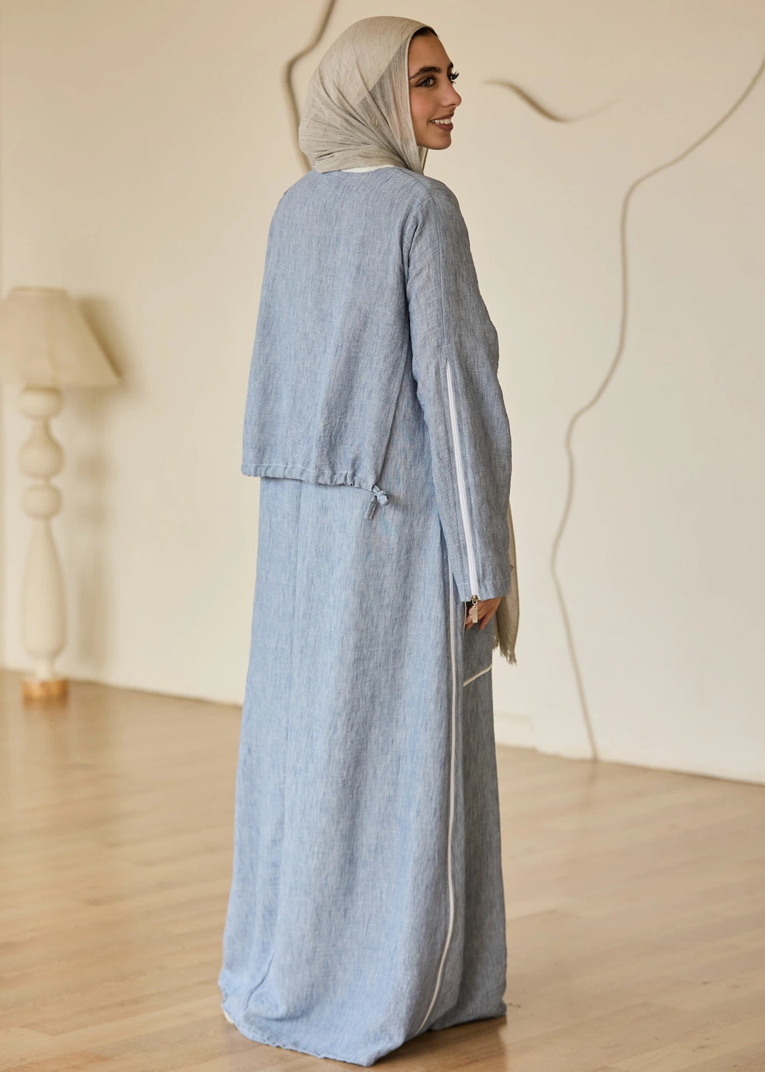 Linen Casual Dress with Zipper