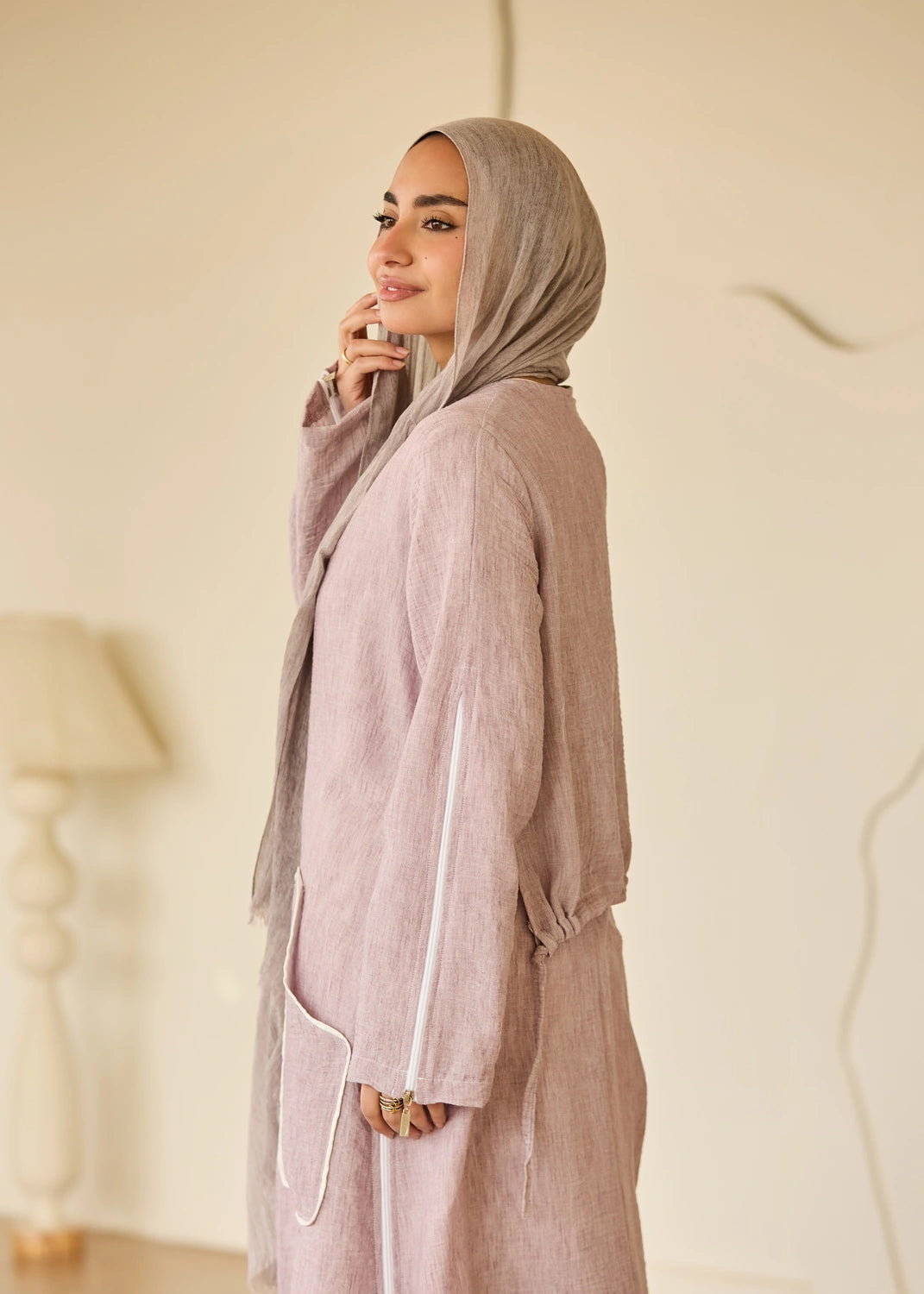 Linen Casual Dress with Zipper