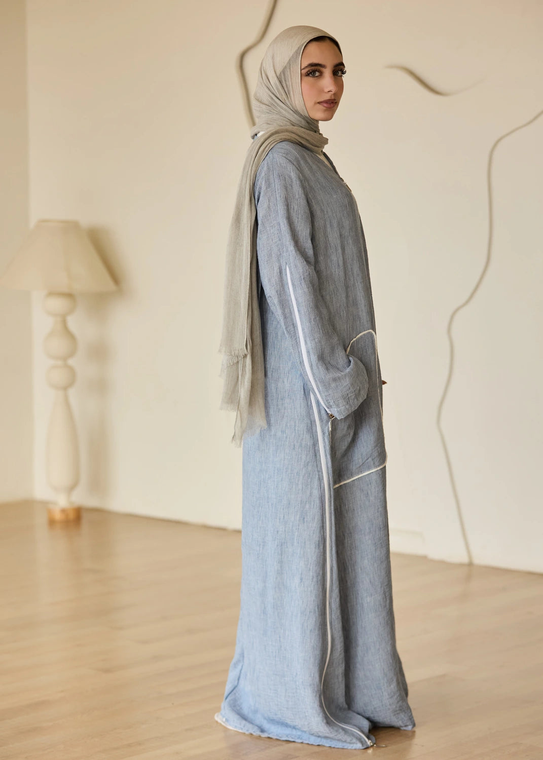 Linen Casual Dress with Zipper