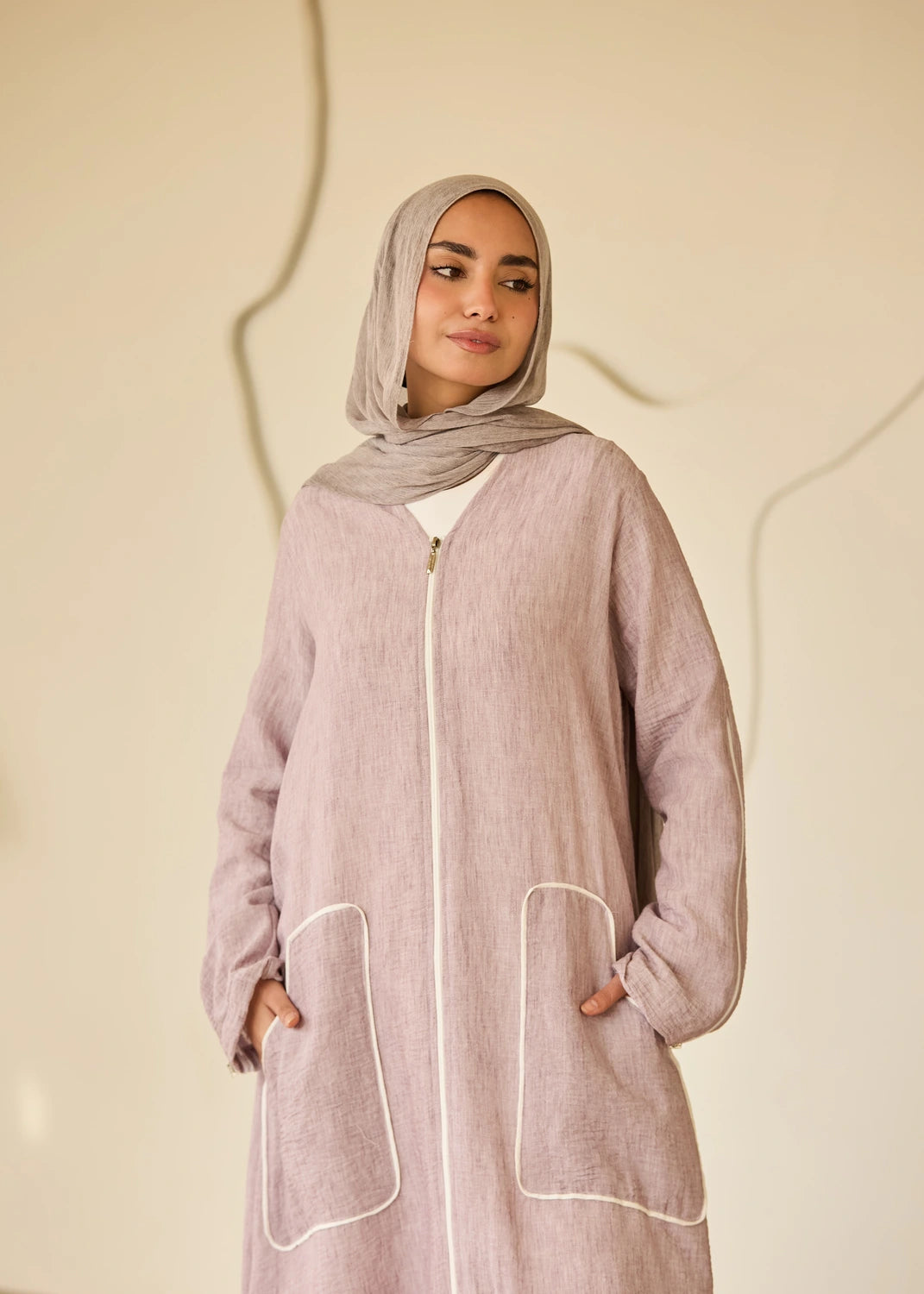 Linen Casual Dress with Zipper