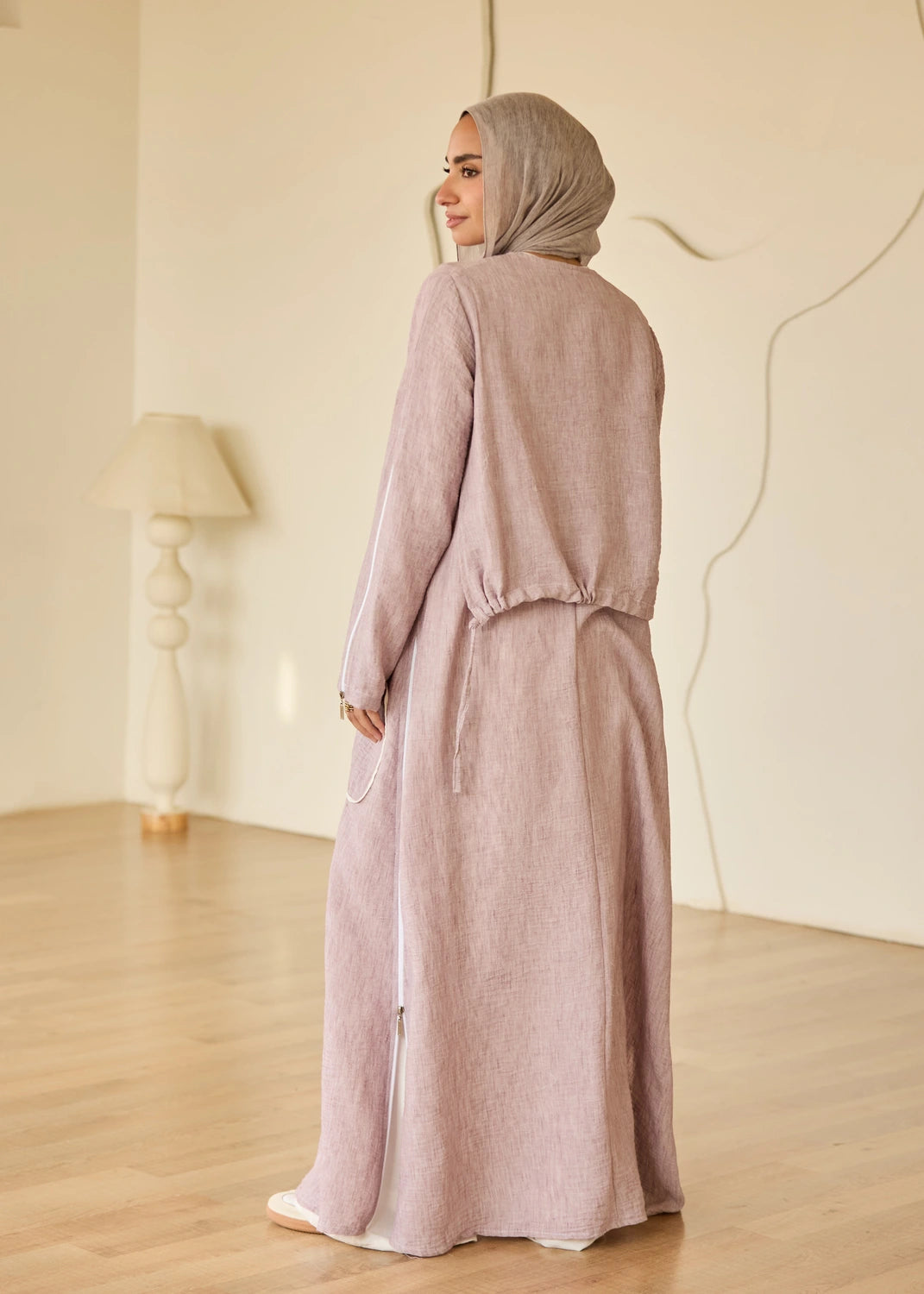 Linen Casual Dress with Zipper