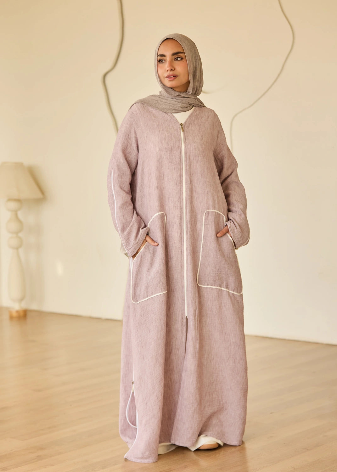 Linen Casual Dress with Zipper
