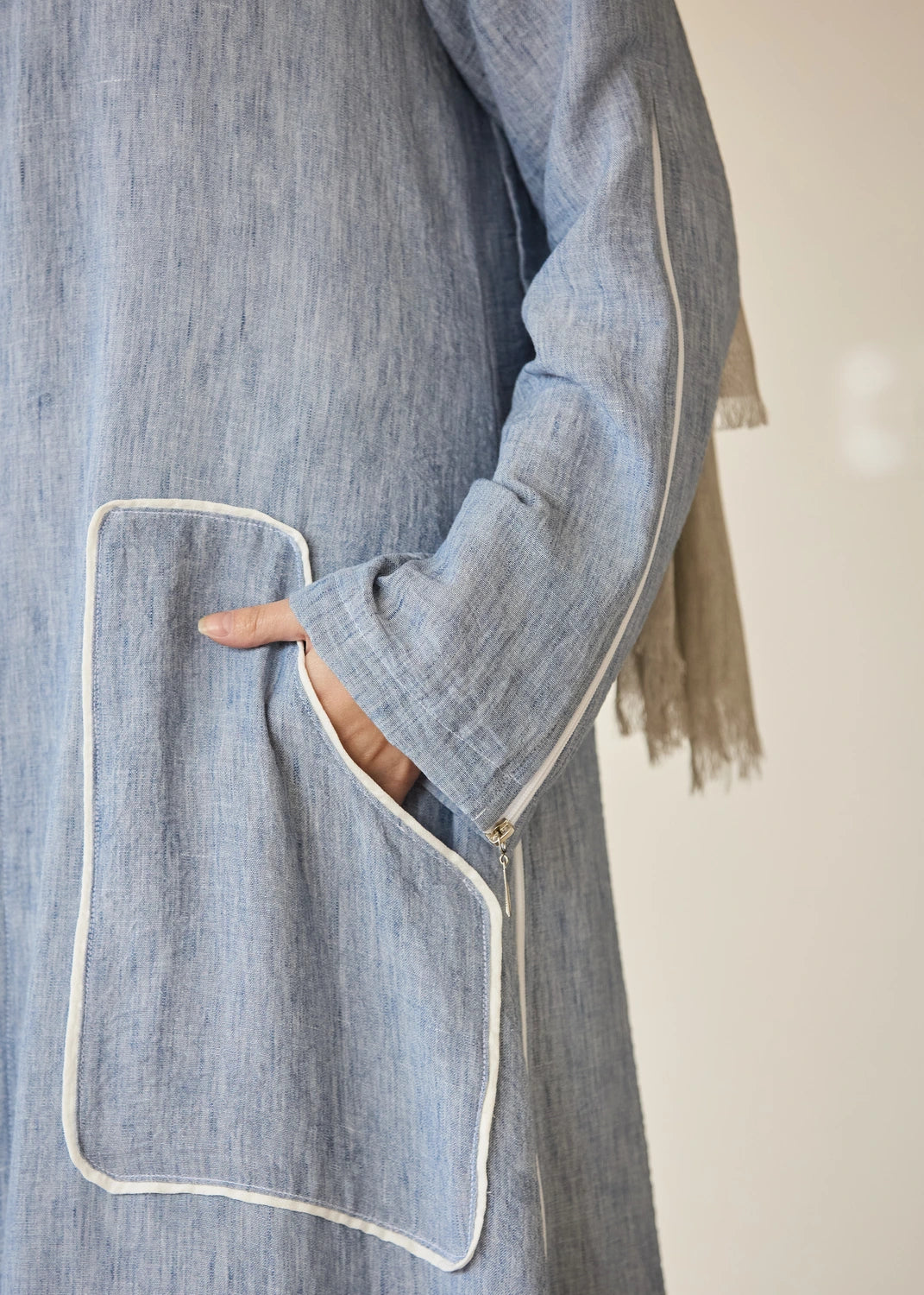 Linen Casual Dress with Zipper