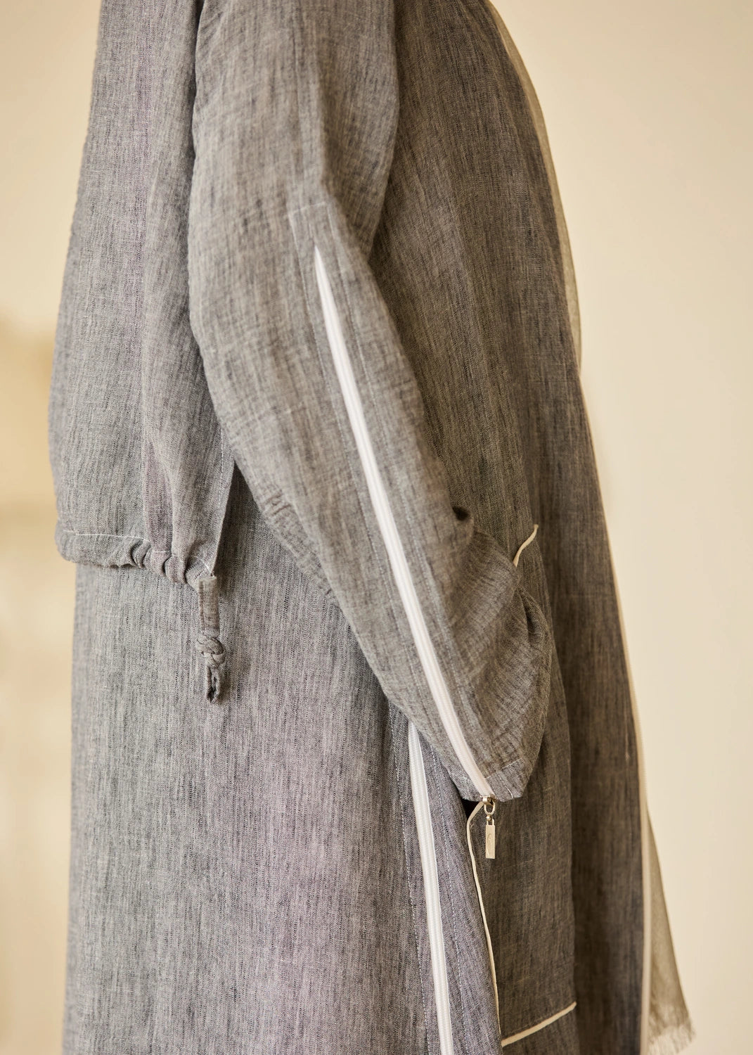 Linen Casual Dress with Zipper