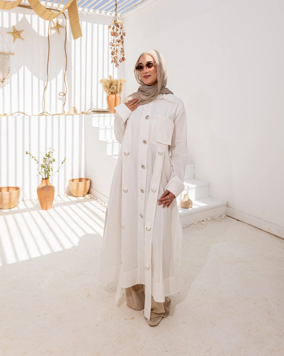 Long Popline Shirt Dress