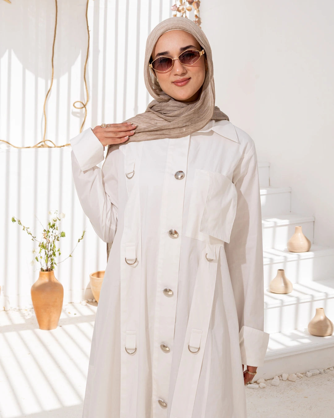 Long Popline Shirt Dress