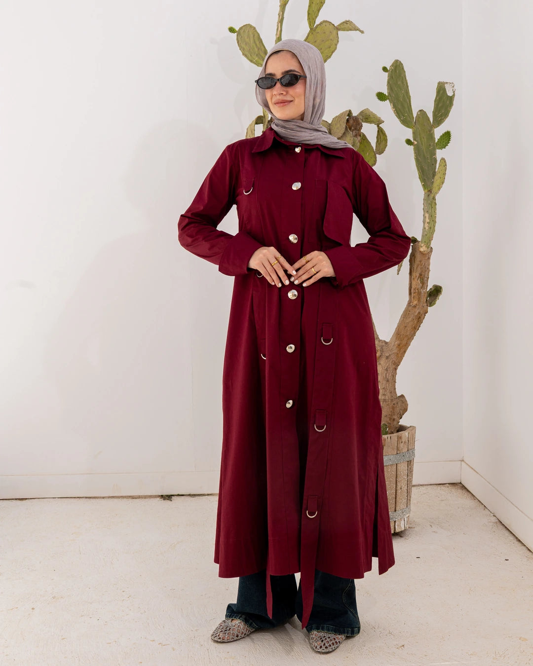 Long Popline Shirt Dress